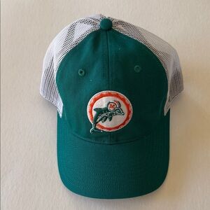 Miami Dolphins Green and White Hat with Dolphin logo.